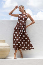 Load image into Gallery viewer, Chocolate and White Polka Dot dress
