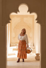 Load image into Gallery viewer, Eclectic Bohemian Flutter Maxiskirt Marigold