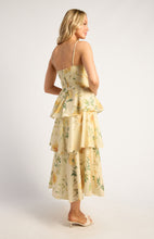 Load image into Gallery viewer, Wispy Florals Tiered Hem Midi Dress With Beaded Strap Details