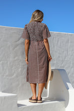 Load image into Gallery viewer, Covent Gardens Cotton Stripe Midi in Chocolate and White.