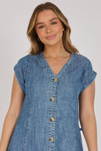 Load image into Gallery viewer, Lyocell Button-Through Midi Dress – Dark Blue