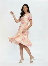 Load image into Gallery viewer, Button Through Tier Dress – Sorbet Mango/Pink