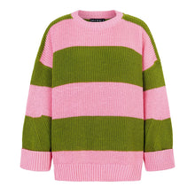 Load image into Gallery viewer, Rhiannon Recycled Cotton Blend Stripe Jumper - Pink and Gree
