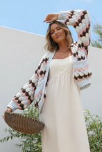 Load image into Gallery viewer, Tellulah Chunky Knit Cardigan- Chocolate/ Blue