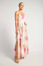 Load image into Gallery viewer, Floral Strapless Maxi Dress With Waist Tie