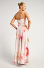 Load image into Gallery viewer, Floral Strapless Maxi Dress With Waist Tie