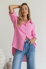 Load image into Gallery viewer, Cotton Linen Oversize Shirt | Pink