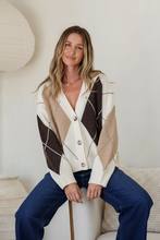 Load image into Gallery viewer, Argyle Button Cardigan - Cream