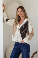Load image into Gallery viewer, Argyle Button Cardigan - Cream
