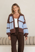 Load image into Gallery viewer, Sunset Chunky Knit Cardi - Blue / Chocolate
