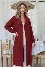 Load image into Gallery viewer, Cable Collar Cardigan - Wine