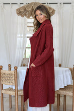 Load image into Gallery viewer, Cable Collar Cardigan - Wine