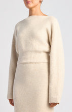 Load image into Gallery viewer, Boat Neckline Fluffy Relax Fit Knit Top - Oatmeal