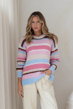 Load image into Gallery viewer, Chalet Stripe Slouch Knit – Blue/Pink/Butter