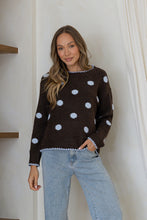 Load image into Gallery viewer, Penny Polka Knit Jumper - Chocolate / Blue