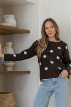 Load image into Gallery viewer, Penny Polka Knit Jumper - Chocolate / Blue
