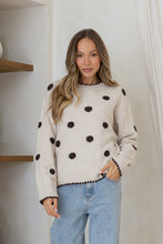 Load image into Gallery viewer, Penny Polka Knit Jumper - Latte / Chocolate
