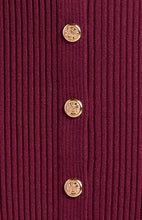 Load image into Gallery viewer, Gold Button Up Detail Knit Dress with Faux Leather Belt Accessory