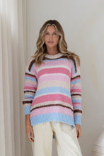 Load image into Gallery viewer, Chalet Stripe Slouch Knit – Blue/Pink/Butter
