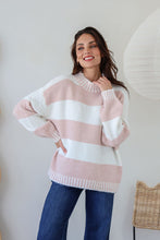 Load image into Gallery viewer, Stripe High Neck Tilly Knit | Blush/White