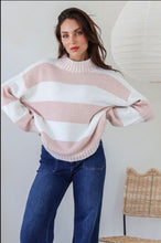 Load image into Gallery viewer, Stripe High Neck Tilly Knit | Blush/White