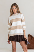 Load image into Gallery viewer, Stripe High Neck Tilly Knit | Oatmeal/Whiteoio