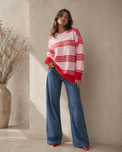 Load image into Gallery viewer, Aysha Stripe Knit – Pink/Red