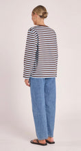 Load image into Gallery viewer, Carter Long Sleeve Tee - Chocolate Blue Stripe