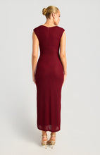 Load image into Gallery viewer, Front Ruched Gold Buttons Detail Textured Jersey Dress