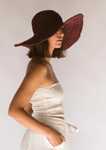 Load image into Gallery viewer, JANIS WIDE BRIM HAT // MERLOT