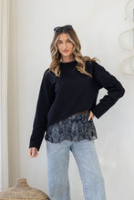 Load image into Gallery viewer, Smaibulun Lace Layered Knit Top – Black