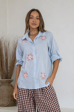 Load image into Gallery viewer, Embroidered Sun Cotton Shirt / Blue
