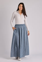 Load image into Gallery viewer, Shirred Waist Skirt - Blue Stripe
