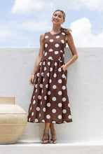 Load image into Gallery viewer, Chocolate and White Polka Dot dress
