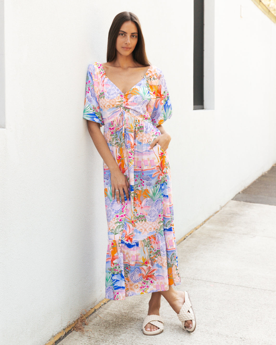 La Casa puff sleeve maxi dress