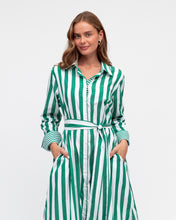 Load image into Gallery viewer, Green and White Stripe Shirt Dress
