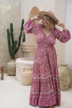 Load image into Gallery viewer, Eclectic Bohemian Fortune Teller Maxidress Long Sleeve Wisteria
