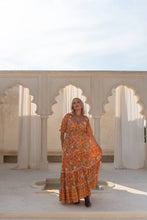 Load image into Gallery viewer, Eclectic Bohemian Fortune Teller Maxidress Short Sleeve Marigold
