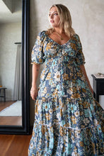 Load image into Gallery viewer, Eclectic Bohemian Fortune Teller Maxidress Short Sleeve Misty Blue
