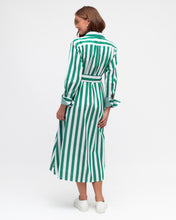 Load image into Gallery viewer, Green and White Stripe Shirt Dress
