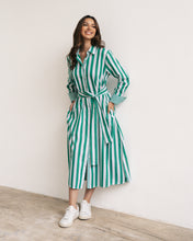 Load image into Gallery viewer, Green and White Stripe Shirt Dress
