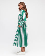 Load image into Gallery viewer, Green and White Stripe Shirt Dress
