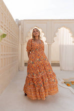 Load image into Gallery viewer, Eclectic Bohemian Fortune Teller Maxidress Short Sleeve Marigold
