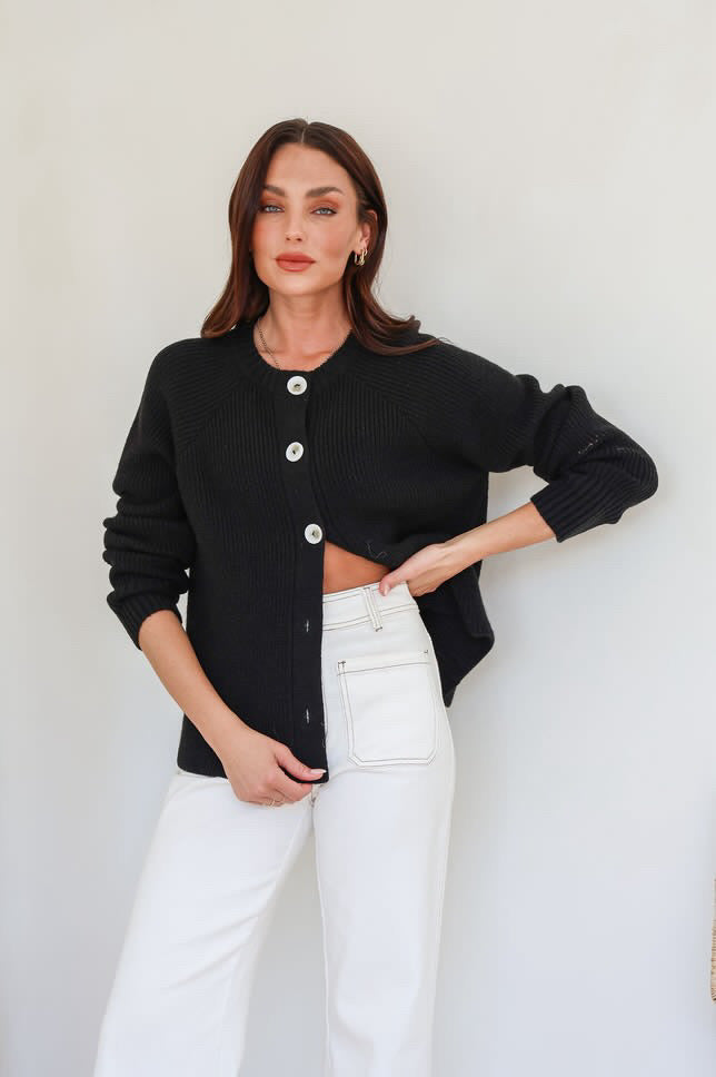 Tilly Button Cardigan - Black