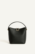 Load image into Gallery viewer, Gold Hardware Vegan Leather Bucket Bag with Internal Pouch and Strap - Black
