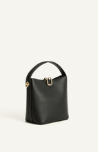 Load image into Gallery viewer, Gold Hardware Vegan Leather Bucket Bag with Internal Pouch and Strap - Black
