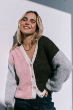 Load image into Gallery viewer, Kingsley Cardi - choc/pink/grey
