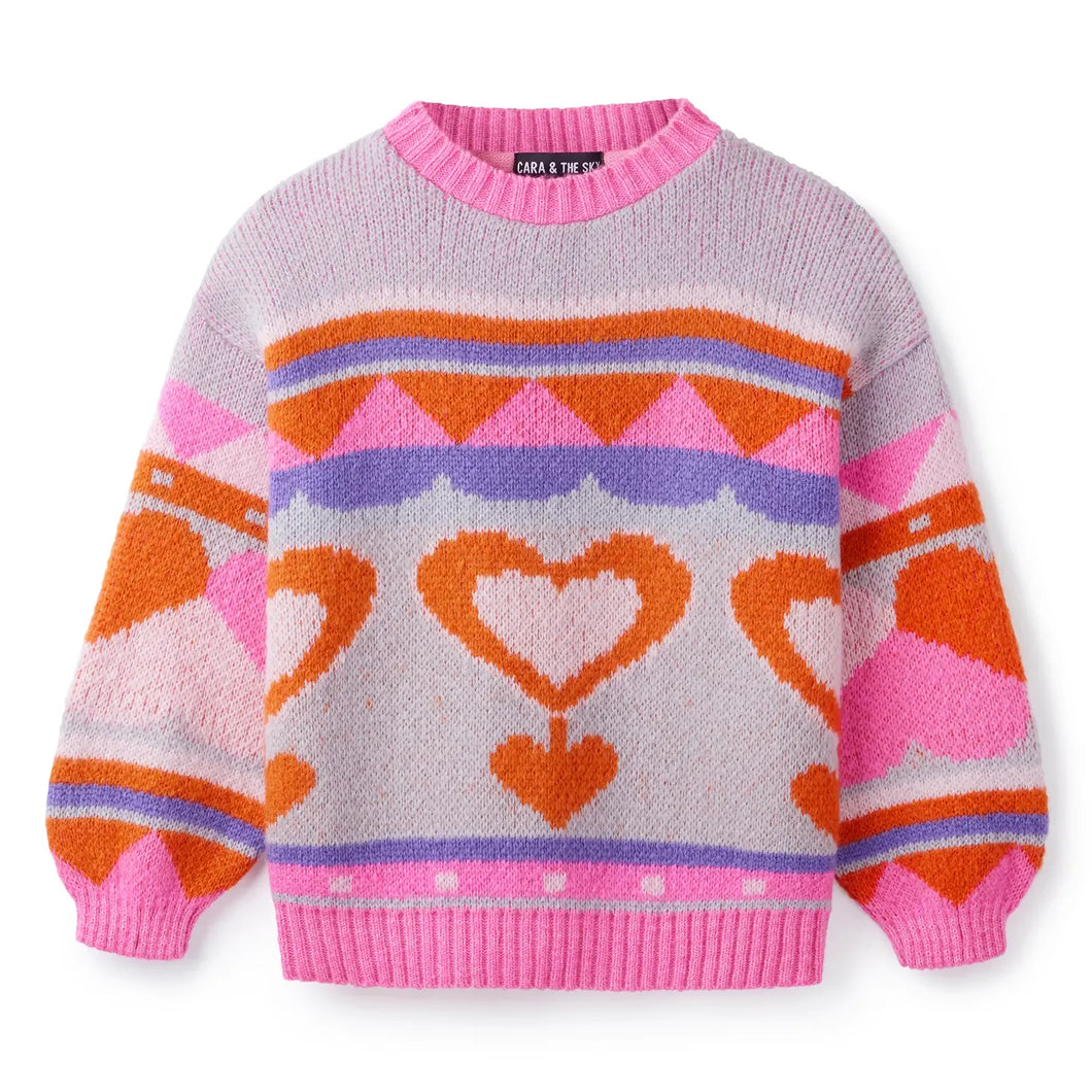 Poppy Mini Me Heart Intarsia Kids Sweater