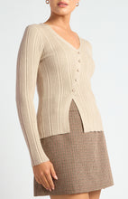 Load image into Gallery viewer, Asymmetric Pearlescent Button Detail Knit Top
