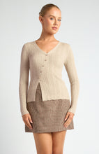 Load image into Gallery viewer, Asymmetric Pearlescent Button Detail Knit Top
